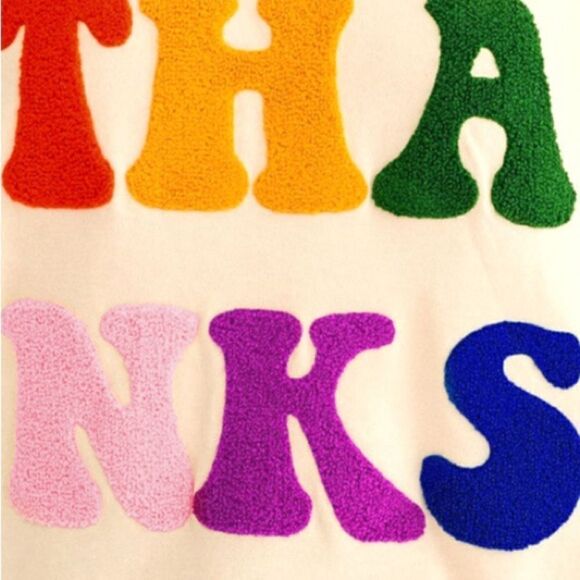 THANKS Thanksgiving Chenille Letters Sweatshirt - Picture 4 of 4
